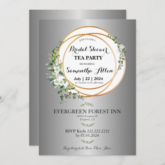 Chique & Golden: Bloemen Vrijgezellenfeest Viering Kaart (Voorkant / Achterkant)