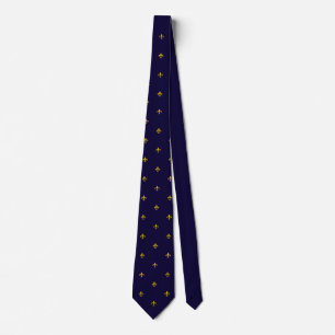 Chique Golden Franse Lelie op Blauwe Stropdas