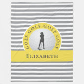 Chique golfer met monogram en grijze strepen voor  fleece deken (Voorkant)