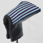 Chique golfputterhoes met strak streepdesign golfheadcover (3/4 voorkant)