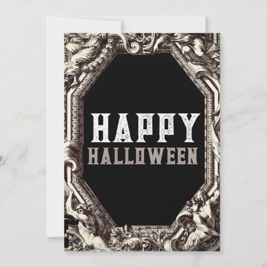  chique gotisch donker halloween kostuum feest kaart (Achterkant)