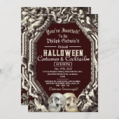  chique gotische schedel halloween kostuum feest kaart (Voorkant / Achterkant)