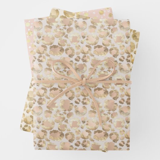 Chique goud blush roze luipaard print inpakpapier vel (In situ)