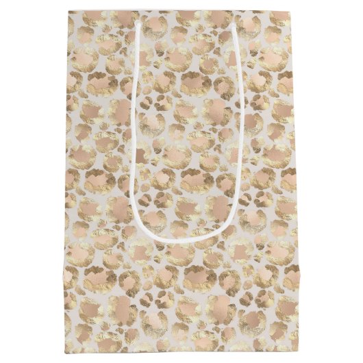 Chique goud blush roze luipaard print medium cadeauzakje (Achterkant)