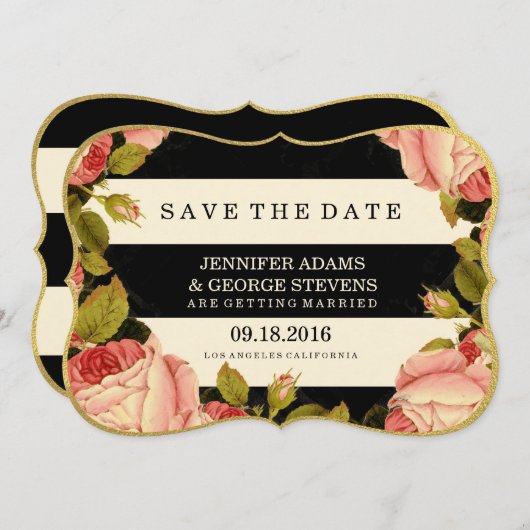 CHIQUE GOUD | BOTANISCH BEWAAR DE DATUM SAVE THE DATE (Voorkant / Achterkant)