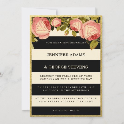 CHIQUE GOUD | BOTANISCHE BRUILOFT UITNODIGING (Voorkant)