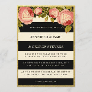 CHIQUE GOUD   BOTANISCHE BRUILOFT UITNODIGING