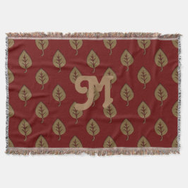 Chique Goud Bourgogne Rood Blad Custom Monogram Deken