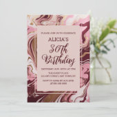 Chique Goud Bourgogne Roze Marmeren Vloeistof 30e  Kaart (Staand voorkant)