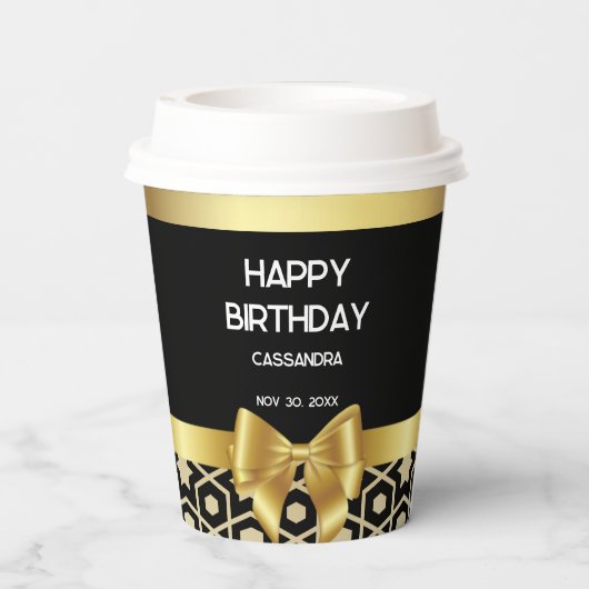 Chique Goud Egypte Geometrische Gouden Boog Gelukk Papieren Bekers (Achterkant)