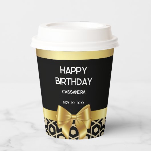 Chique Goud Egypte Geometrische Gouden Boog Gelukk Papieren Bekers (Voorkant)