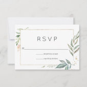 Chique goud en groen geometrische bruiloft RSVP kaartje (Voorkant)