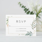 Chique goud en groen geometrische bruiloft RSVP kaartje (Staand voorkant)