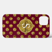 Chique Goud en Roze Glam Stippen Monogram Case-Mate iPhone Case (Achterkant (horizontaal))