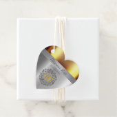 Chique goud en zilver metalen hart gevormd bedankjes labels (In situ)