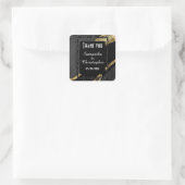 Chique goud en zwart damask dank u vierkante sticker (Tas)