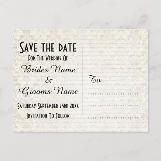 Chique goud en zwart sparen de datum aankondigingskaart (Achterkant)