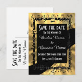 Chique goud en zwart sparen de datum aankondigingskaart (Voorkant / Achterkant)