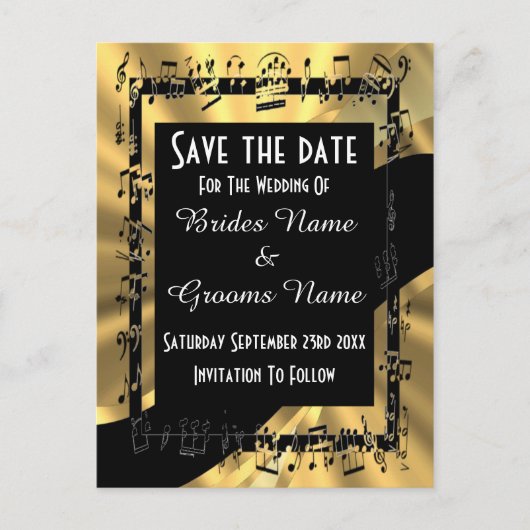 Chique goud en zwart sparen de datum aankondigingskaart (Voorkant)