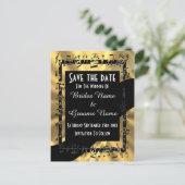 Chique goud en zwart sparen de datum aankondigingskaart (Staand voorkant)