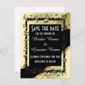 Chique goud en zwart sparen de datum aankondigingskaart (Voorkant / Achterkant)