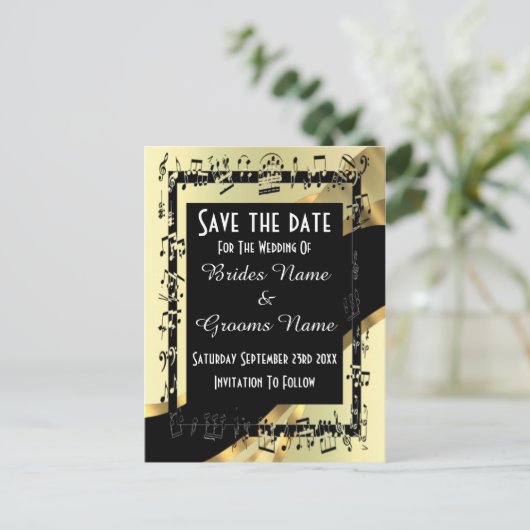 Chique goud en zwart sparen de datum aankondigingskaart (Staand voorkant)