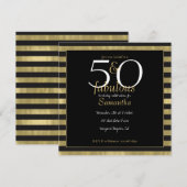 Chique goud en zwart strepen 50 en Fabulous Kaart (Voorkant / Achterkant)