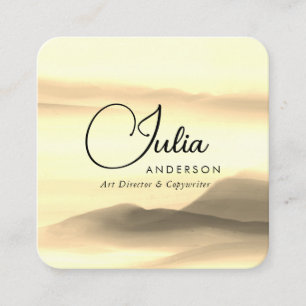 Chique Goud en Zwarte Aquarel Abstract Schrift Vierkante Visitekaartje