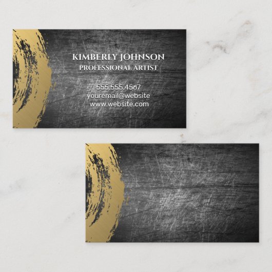 Chique goud geborsteld | gekrast metaal visitekaartje (Voorkant / Achterkant)