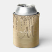 Chique Goud Geborsteld Metaal Dripping Glitter Mon Blikjeskoeler (Blikje Voorkant)