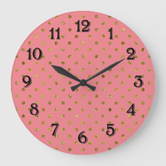 Chique Goud Glam en Roze Stippen Grote Klok (Voorkant)
