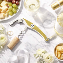 Chique goud glinsterende kurkentrekker met monogra