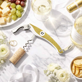Chique goud glinsterende kurkentrekker met monogra