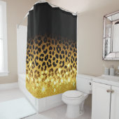 Chique goud glitter luipaardprint patroon douchegordijn (In situ)