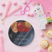 Chique goud & glitter rode ballonnen Verjaardag Papieren Bordje (Feest)