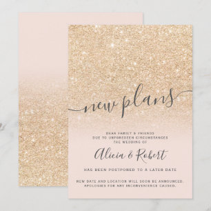 Chique goud glitter roze uitgestelde nieuwe planne kaart
