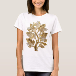 Chique Goud Gouden Boom Artistiek Motief T-shirt
