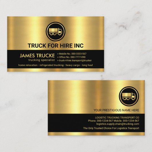 Chique Goud Grijs Lagen Trucker Visitekaartje (Voorkant / Achterkant)