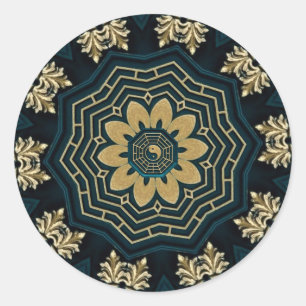 Chique Goud & Groen Aziatische Stijl Ronde Sticker