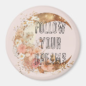 Chique Goud Lijst Blush Roze Bloem Magneet (Voorkant)