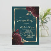 Chique Goud Lijst Bourgondië Rozen Groene Pensioen Kaart (Staand voorkant)