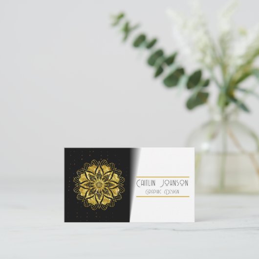 Chique Goud Mandala Grafisch Ontwerper/Generieke Q Visitekaartje (Staand voorkant)