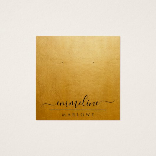 Chique goud moderne minimalistische oorbel sierade vierkante visitekaartjes (Voorkant)