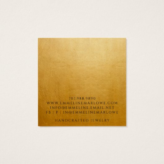 Chique goud moderne minimalistische oorbel sierade vierkante visitekaartjes (Achterkant)