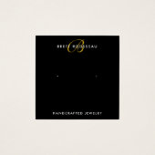 Chique Goud Monogram Zwart Oorbel Display Kaart (Voorkant)