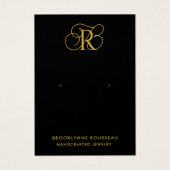 Chique Goud Monogram Zwart Oorbel Display Kaart (Voorkant)