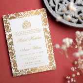 Chique goud oosters wit islamitisch bruiloft kaart