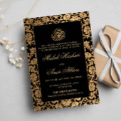 Chique goud oosters zwart islamitisch moslim bruil kaart