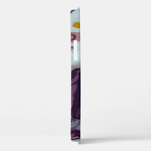 Chique Goud Paarse Marmeren Monogram Case-Mate iPhone Case (Achterkant / Rechts)