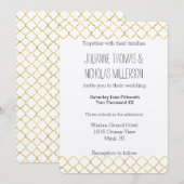Chique Goud Quatrefoil Bruiloft Kaart (Voorkant / Achterkant)
